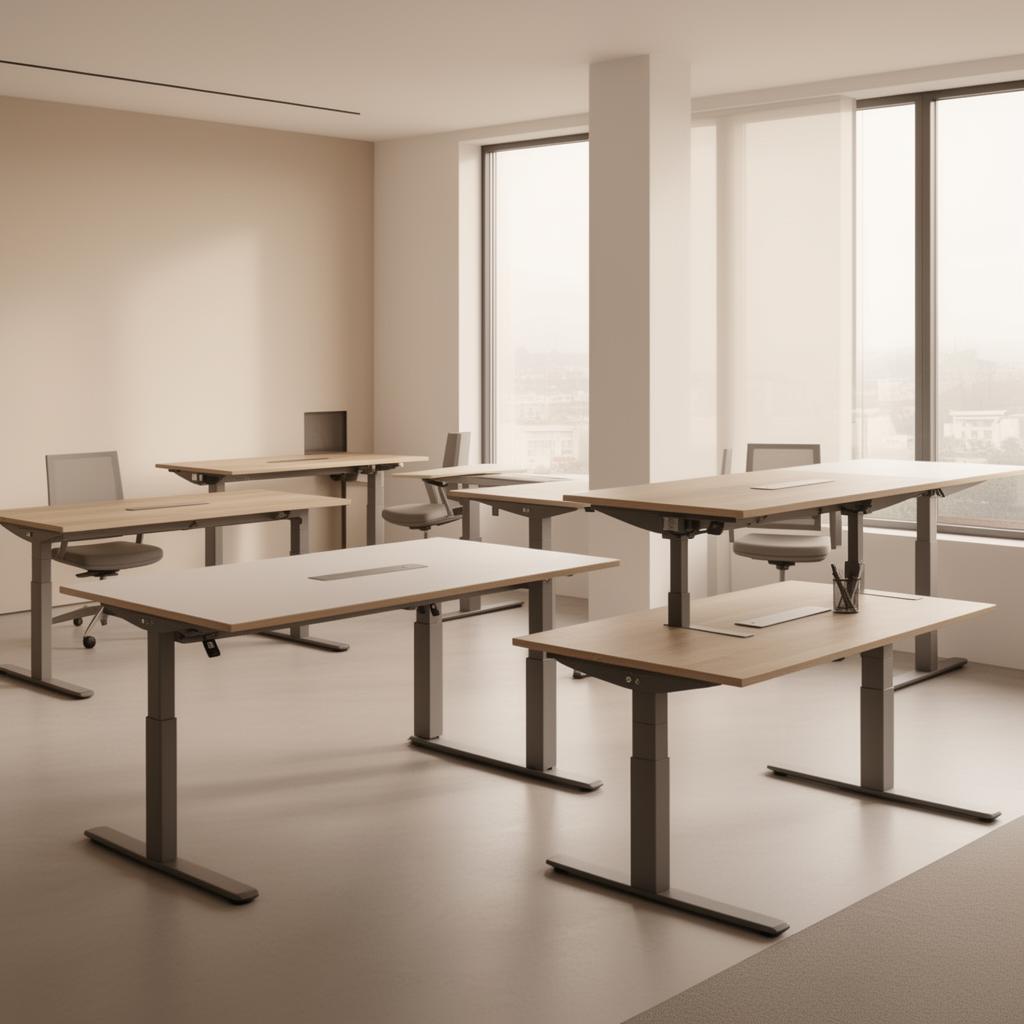 Modernes Büro mit höhenverstellbaren Stehtischen